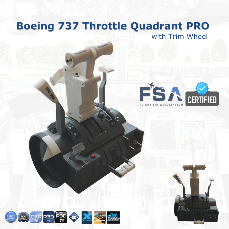 (WEEKLY DEAL) Boeing 737 Throttle Quadrant PRO with Trim Wheel (Plug and Play)