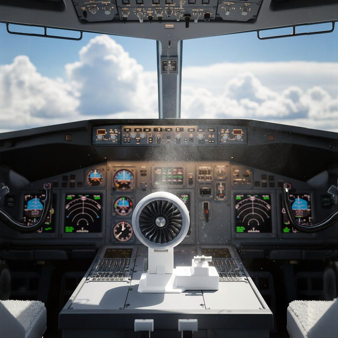 Aircraft Engine Desktop Fan | LED Turbine Cooling