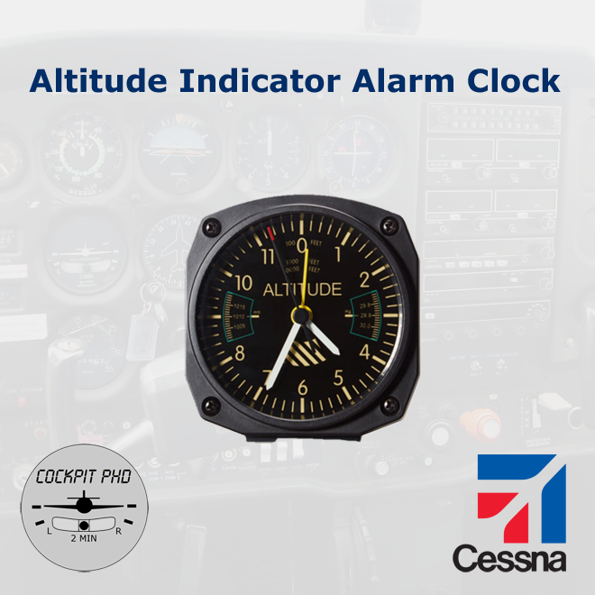 Altitude Indicator Alarm Clock | Vintage Aircraft Cockpit Desk Decor for Pilots