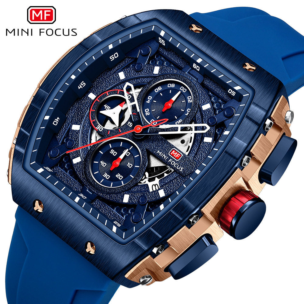 MF MINIFOCUS Pilot Watch - Skeleton Quartz | Luminous & Calendar | Lifetime Warranty