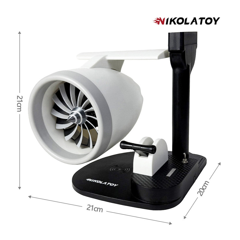 NIKOLATOY | 3-in-1 Jet Engine Fan | Humidifier & Wireless Charger | Aviation Model Gift