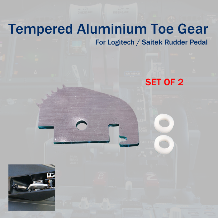 Tempered Aluminium Toe Gear for Logitech / Saitek Rudder Pedal  (Set of 2)