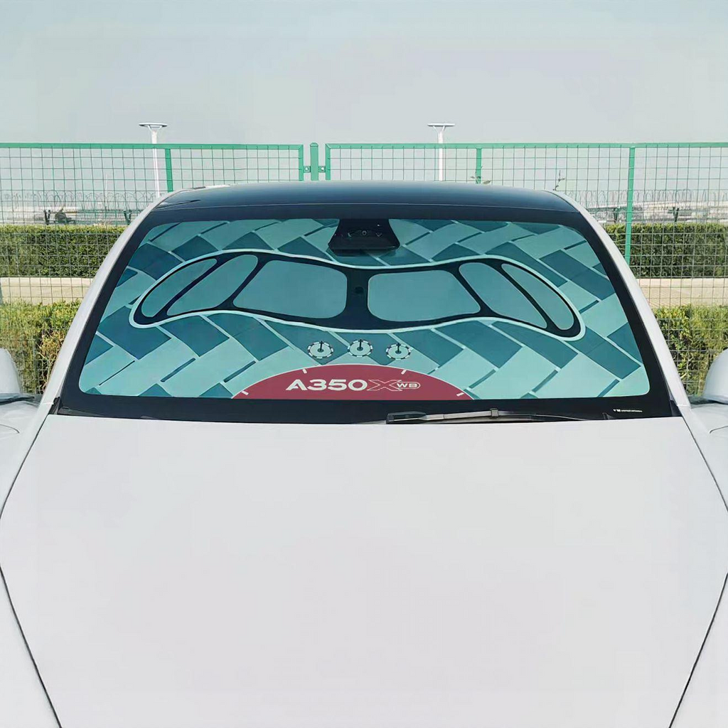 Airbus A350 "bandit mask" windshield design Car Auto Sunshade (Size M) - Umbrella Style | UV Protection