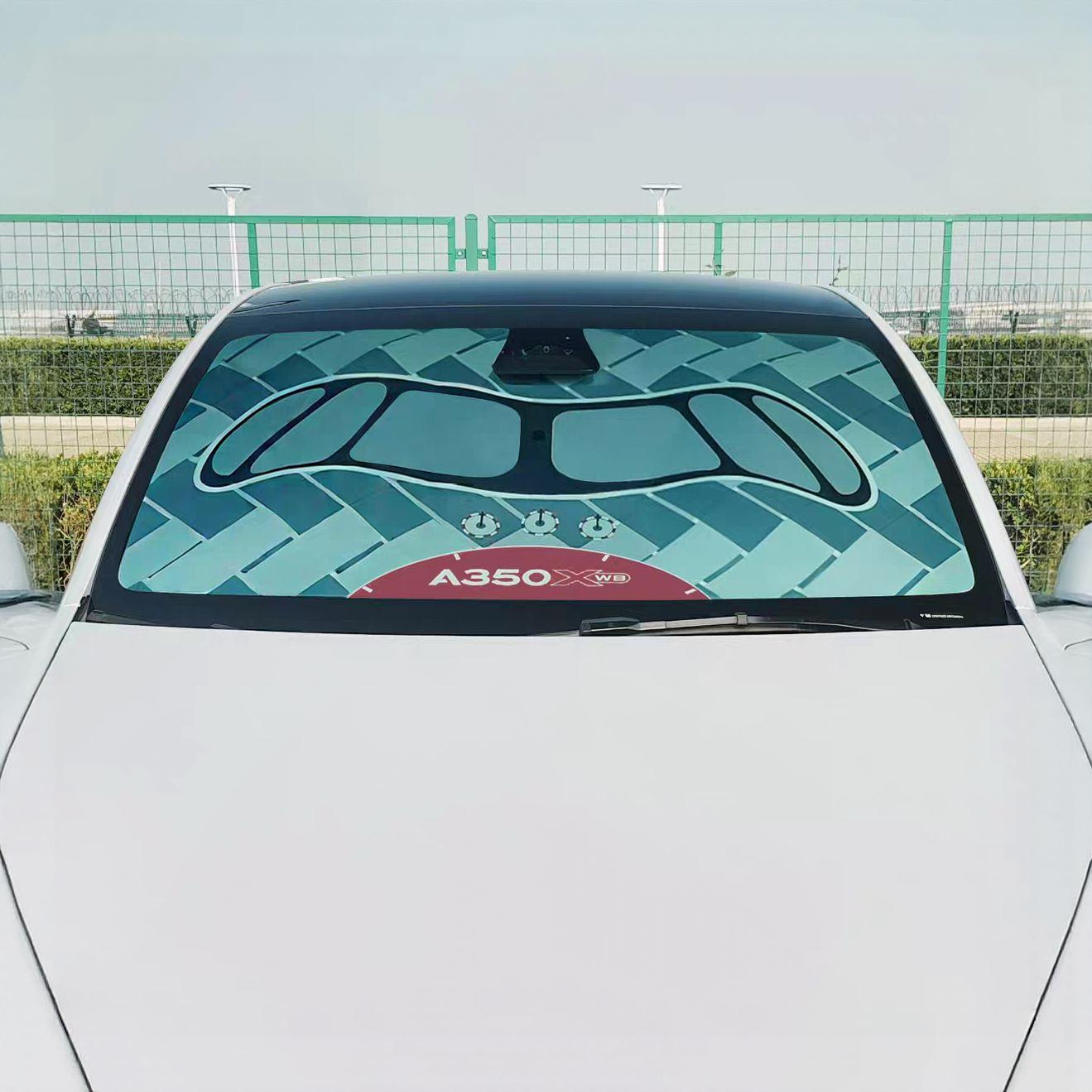 Airbus A350 "bandit mask" windshield design Car Auto Sunshade (Size M) - Umbrella Style | UV Protection